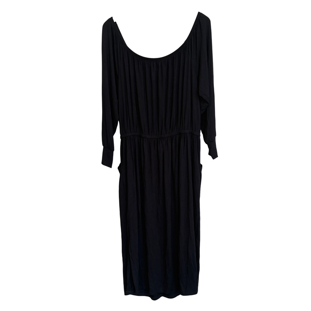 Torrid Super Soft Black Knit Long Sleeve Midi Dress Plus Size 1 1X Scoop Neck - Picture 3 of 7